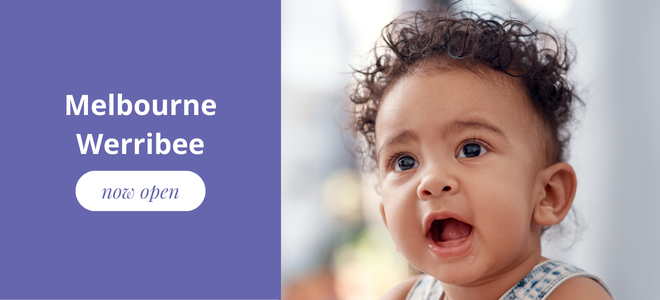 Melbourne Werribee Now Open with image of baby shocked